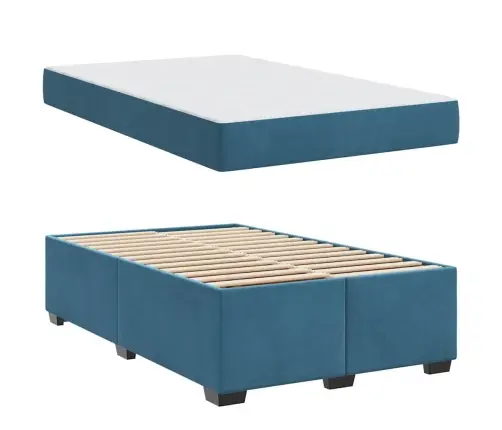 Gultas Rāmis Ar Matraci Tumši Zila 120 X 200 Cm Samts Vidaxl