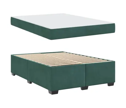 Gultas Rāmis Ar Matraci Cits Tumši Zaļa 140 X 200 Cm Samts Vidaxl