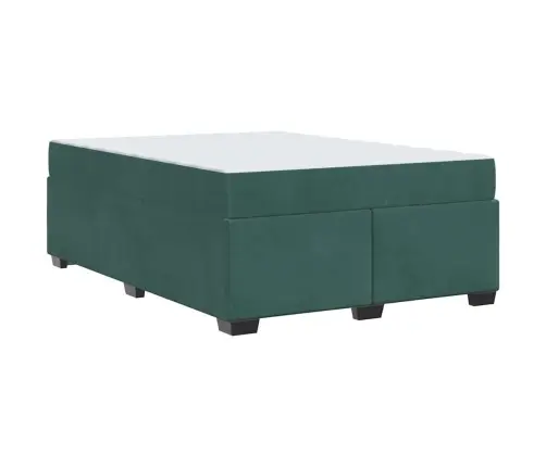 Gultas Rāmis Ar Matraci Cits Tumši Zaļa 140 X 200 Cm Samts Vidaxl