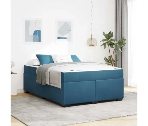 Voodi Raam Madratsiga Tumesinine 140 X 200 Cm Kangas