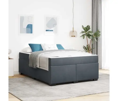 Gultas Rāmis Ar Matraci Cits Tumši Pelēka 160 X 200 Cm Samts Vidaxl