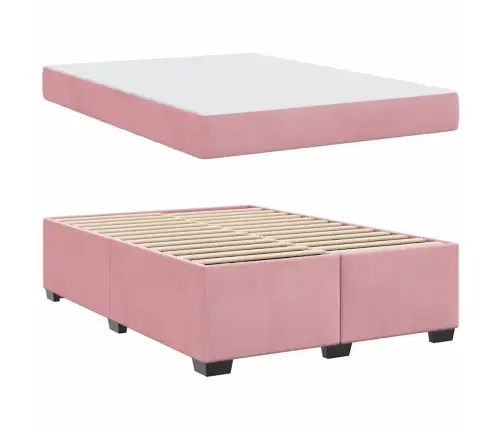 Gultas Rāmis Ar Matraci Cits Rozā 160 X 200 Cm Samts Vidaxl