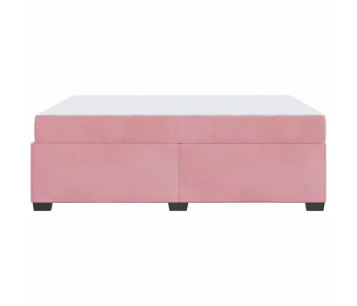 Gultas Rāmis Ar Matraci Cits Rozā 160 X 200 Cm Samts Vidaxl