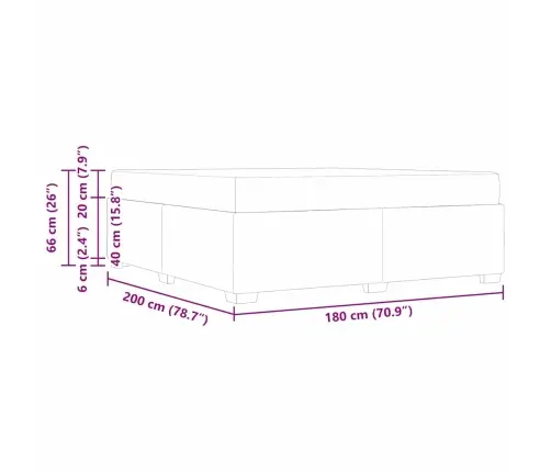 Gultas Rāmis Cits Melna 180 X 200 Cm Samts Vidaxl