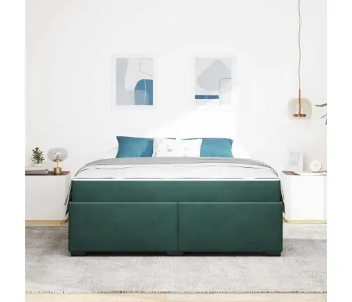 Gultas Rāmis Ar Matraci Cits Tumši Zaļa 180 X 200 Cm Samts Vidaxl