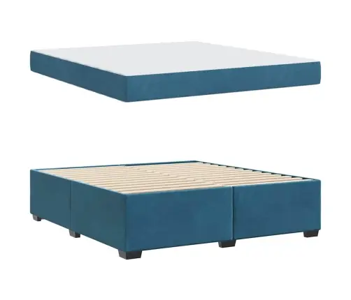 Gultas Rāmis Ar Matraci Cits Tumši Zila 180 X 200 Cm Samts Vidaxl