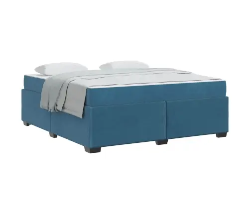 Gultas Rāmis Ar Matraci Cits Tumši Zila 180 X 200 Cm Samts Vidaxl