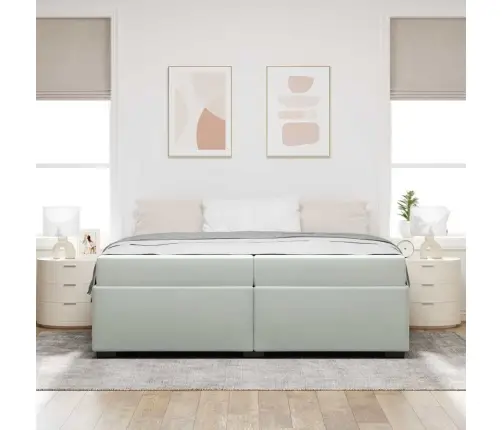 Gultas Rāmis Ar Matraci Gaiši Pelēka 200 X 200 Cm Samts Vidaxl