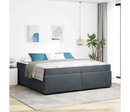 Gultas Rāmis Cits Tumši Pelēka 200 X 200 Cm Samts Vidaxl