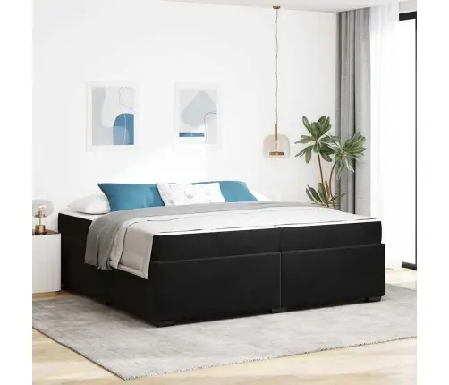 Gultas Rāmis Ar Matraci Melna 200 X 200 Cm Samts Vidaxl