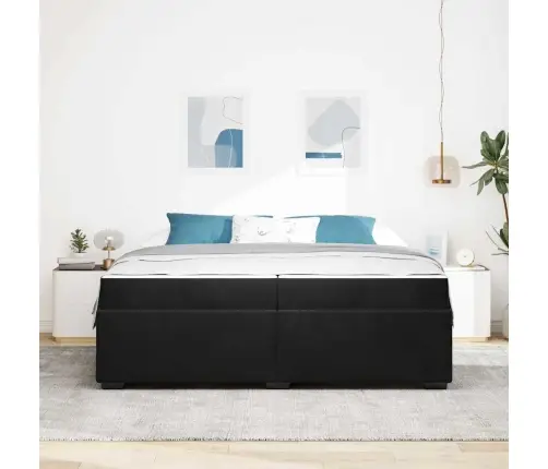 Gultas Rāmis Ar Matraci Melna 200 X 200 Cm Samts Vidaxl