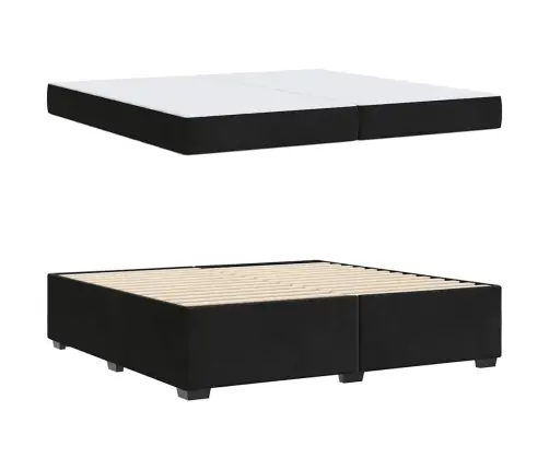 Gultas Rāmis Ar Matraci Melna 200 X 200 Cm Samts Vidaxl
