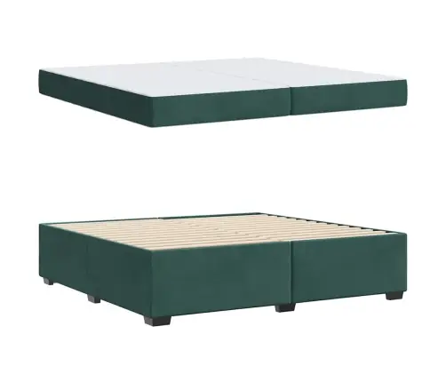 Gultas Rāmis Ar Matraci Tumši Zaļa 200 X 200 Cm Samts Vidaxl