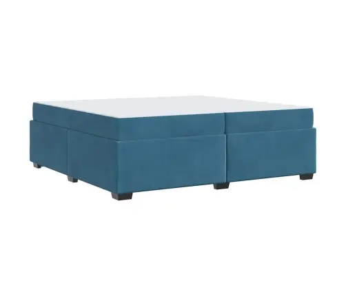 Voodi Raam Madratsiga Tumesinine 200 X 200 Cm Samet