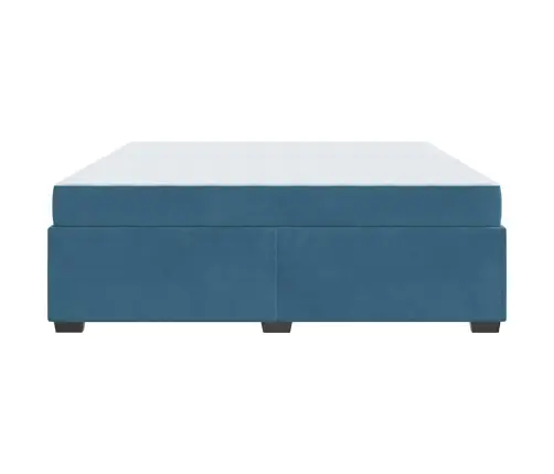 Voodi Raam Madratsiga Tumesinine 200 X 200 Cm Samet