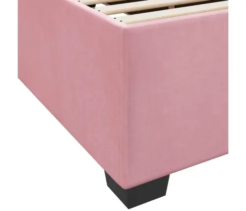 Gultas Rāmis Ar Matraci Rozā 200 X 200 Cm Samts Vidaxl