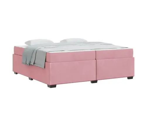 Gultas Rāmis Ar Matraci Rozā 200 X 200 Cm Samts Vidaxl