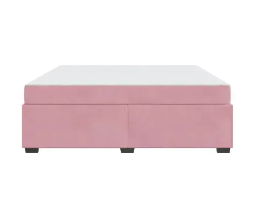Gultas Rāmis Ar Matraci Rozā 200 X 200 Cm Samts Vidaxl