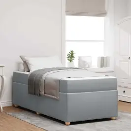 Gultas Rāmis Ar Matraci Gaiši Pelēks 90 X 190 Cm Audums Vidaxl