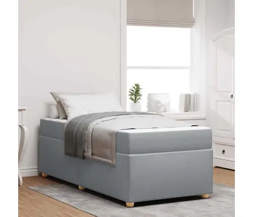 Gultas Rāmis Ar Matraci Cits Gaiši Pelēka 90 X 190 Cm Audums Vidaxl