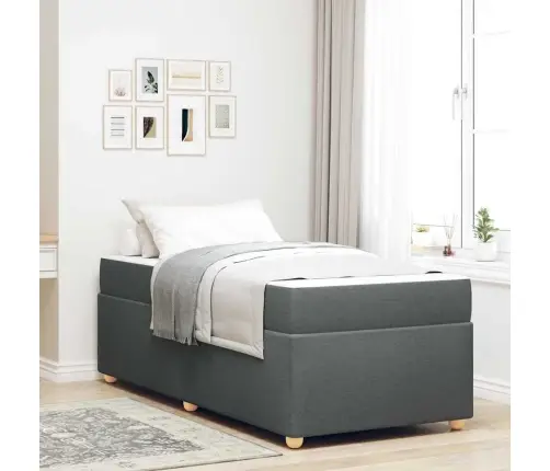 Gultas Rāmis Ar Matraci Cits Tumši Pelēka 90 X 190 Cm Audums Vidaxl