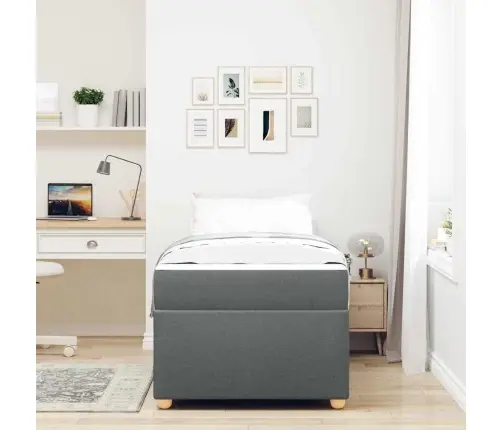 Gultas Rāmis Ar Matraci Cits Tumši Pelēka 90 X 190 Cm Audums Vidaxl