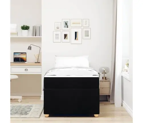 Lovos Rėmas Su Čiužiniu Juoda 90 X 190 Cm Audinys