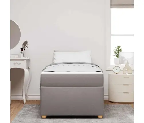 Gultas Rāmis Ar Matraci Pelēkbrūna 90 X 190 Cm Pocket Atsperes Vidaxl