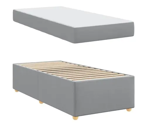 Gultas Rāmis Ar Matraci Cits Gaiši Pelēka 90 X 200 Cm Audums Vidaxl
