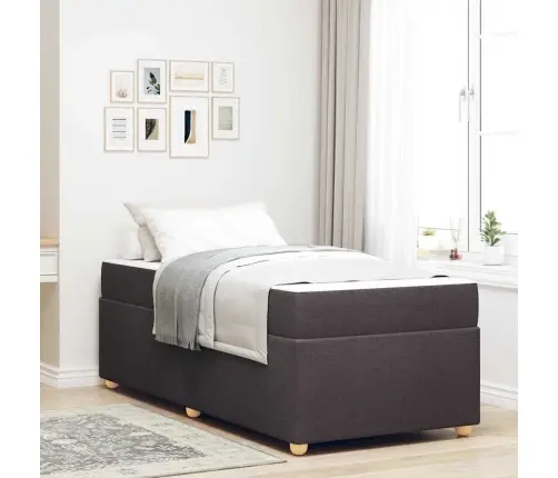 Gultas Rāmis Ar Matraci Cits Tumši Brūna 90 X 200 Cm Audums Vidaxl