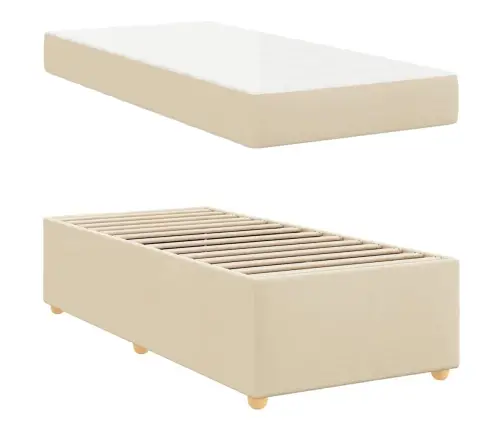 Gultas Rāmis Ar Matraci Krēmkrāsa 90 X 200 Cm Audums Vidaxl
