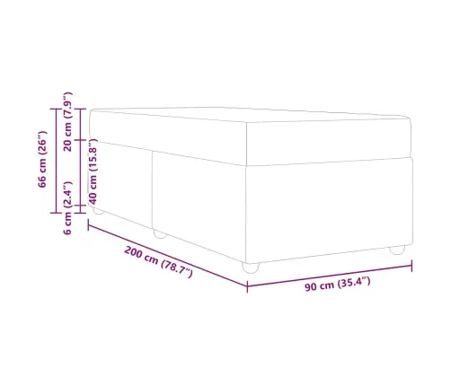 Gultas Rāmis Ar Matraci Krēmkrāsa 90 X 200 Cm Audums Vidaxl