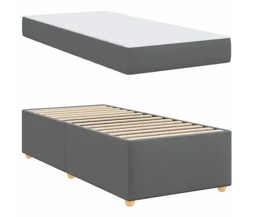 Gultas Rāmis Ar Matraci Cits Tumši Pelēka 100 X 200 Cm Audums Vidaxl