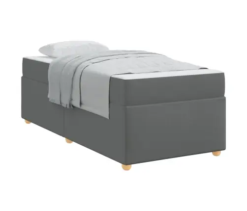 Gultas Rāmis Ar Matraci Cits Tumši Pelēka 100 X 200 Cm Audums Vidaxl