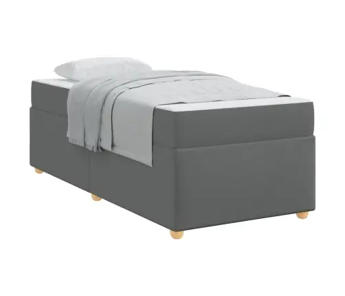 Gultas Rāmis Ar Matraci Cits Tumši Pelēka 100 X 200 Cm Audums Vidaxl