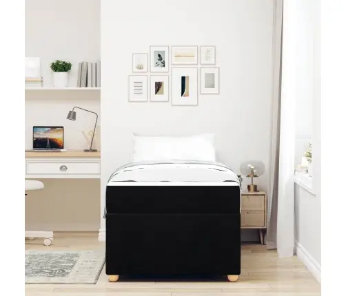 Lovos Rėmas Su Čiužiniu Juoda 100 X 200 Cm Audinys