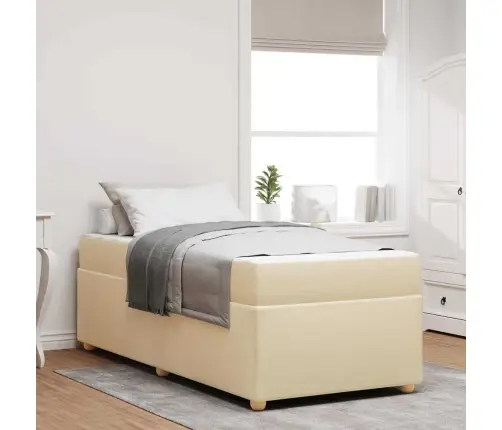 Voodi Raam Madratsiga Cream 100 X 200 Cm Kangas