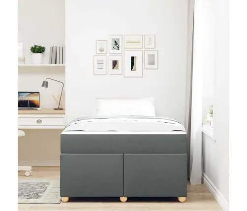 Gultas Rāmis Ar Matraci Cits Tumši Pelēka 120 X 190 Cm Audums Vidaxl