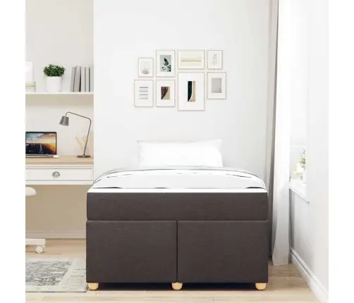 Gultas Rāmis Ar Matraci Cits Tumši Brūna 120 X 190 Cm Audums Vidaxl Gultas Rāmis Ar Matraci Cits Tumši Brūna 120 X 190 Cm Audums Vidaxl