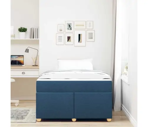 Gultas Rāmis Ar Matraci Cits Zila 120 X 190 Cm Audums Vidaxl