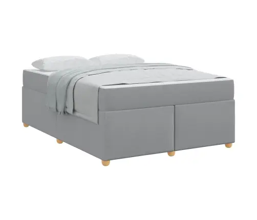 Gultas Rāmis Ar Matraci Cits Gaiši Pelēka 140 X 200 Cm Audums Vidaxl