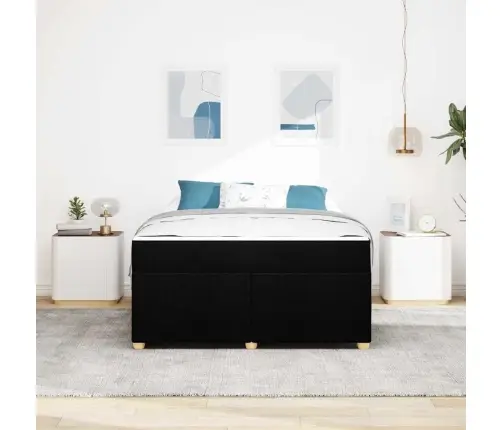 Gultas Rāmis Ar Matraci Cits Melna 140 X 200 Cm Audums Vidaxl