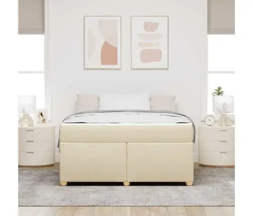 Gultas Rāmis Cits Krēmkrāsa 140 X 200 Cm Audums Vidaxl