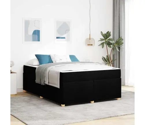 Gultas Rāmis Ar Matraci Cits Melna 160 X 200 Cm Audums Vidaxl