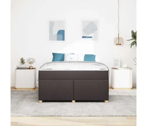 Lovos Rėmas Su Čiužiniu Tamsiai Rudas 160 X 200 Cm Audinys