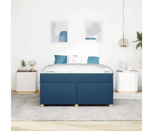 Gultas Rāmis Ar Matraci Cits Zila 160 X 200 Cm Audums Vidaxl