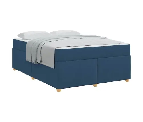 Gultas Rāmis Ar Matraci Cits Zila 160 X 200 Cm Audums Vidaxl