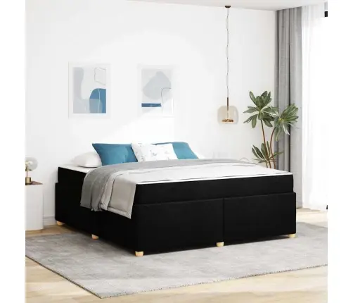 Gultas Rāmis Ar Matraci Cits Melna 180 X 200 Cm Audums Vidaxl