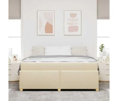 Gultas Rāmis Ar Matraci Krēmkrāsa 180 X 200 Cm Audums Vidaxl