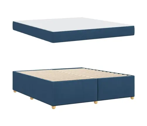 Gultas Rāmis Ar Matraci Zila 180 X 200 Cm Audums Vidaxl